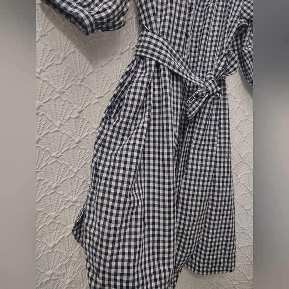 eShakti Black and White Gingham Long Sleeve Dress - Picture 4 of 10